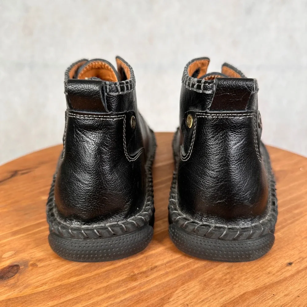 Jing Pin Shi Shang Leather Chukka Boots Mens 9 Black Good Whipstitch Lug